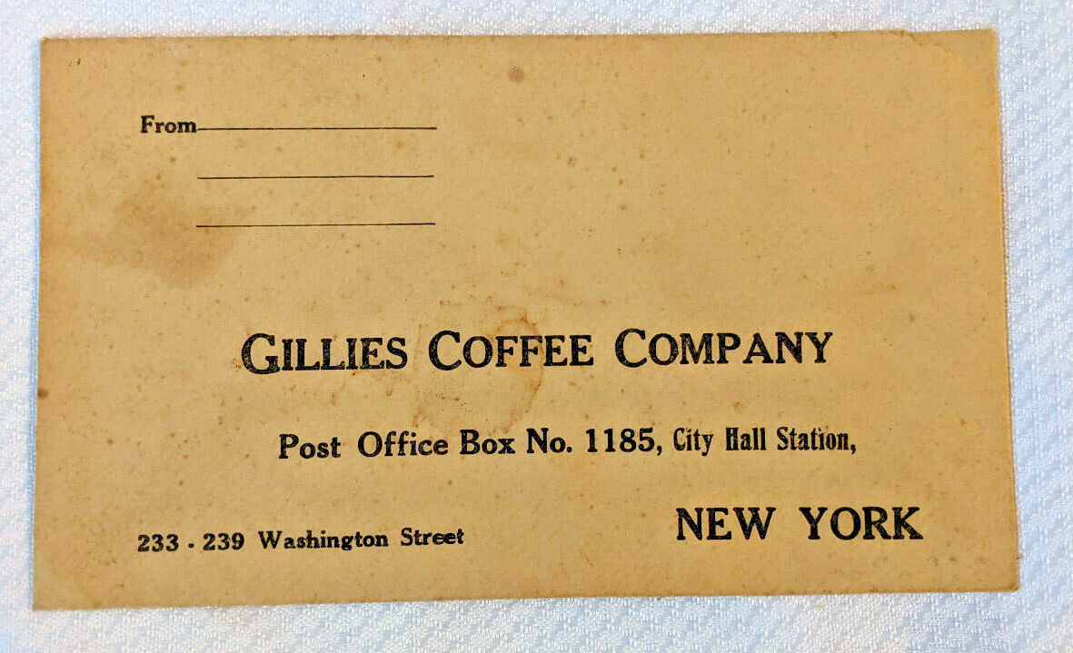 Antique Edwin J. Gillies & Co. Coffee Company Mailing Envelope New York City