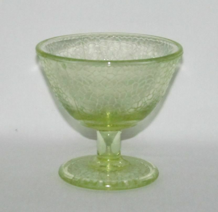 Le Smith Glass Co. Crackle Yellow Low Footed Sherbet "by Cracky"
